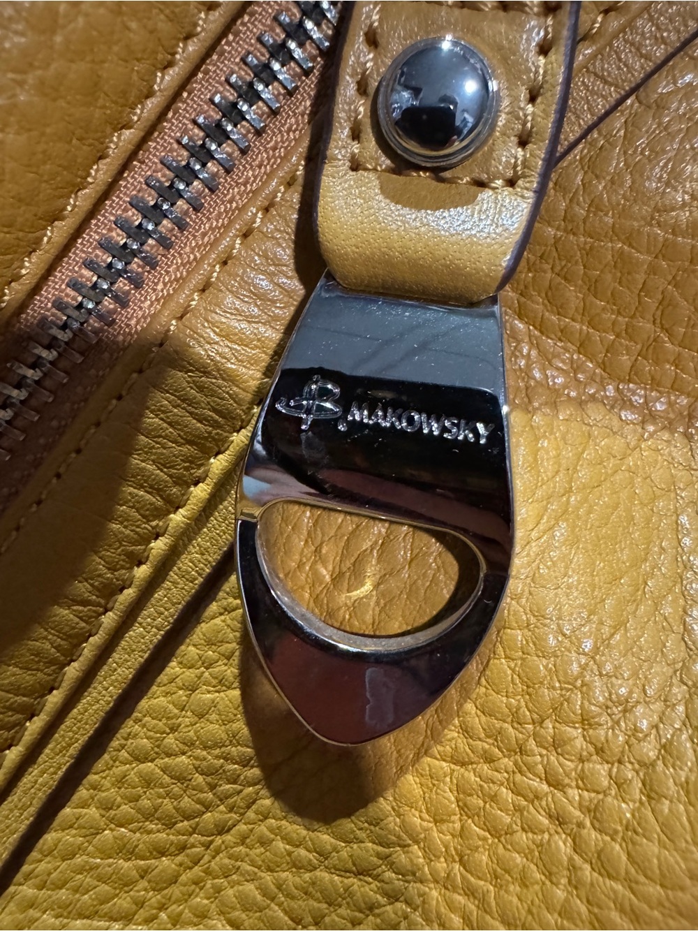 b. makowsky Mustard Yellow Leather Shoulder Bag - Picture 3 of 10